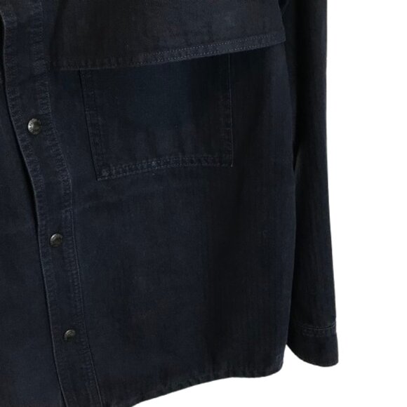Filson Mens Size Medium Navy Blue 100% Cotton Herringbone Shirt Jacket - Picture 6 of 7